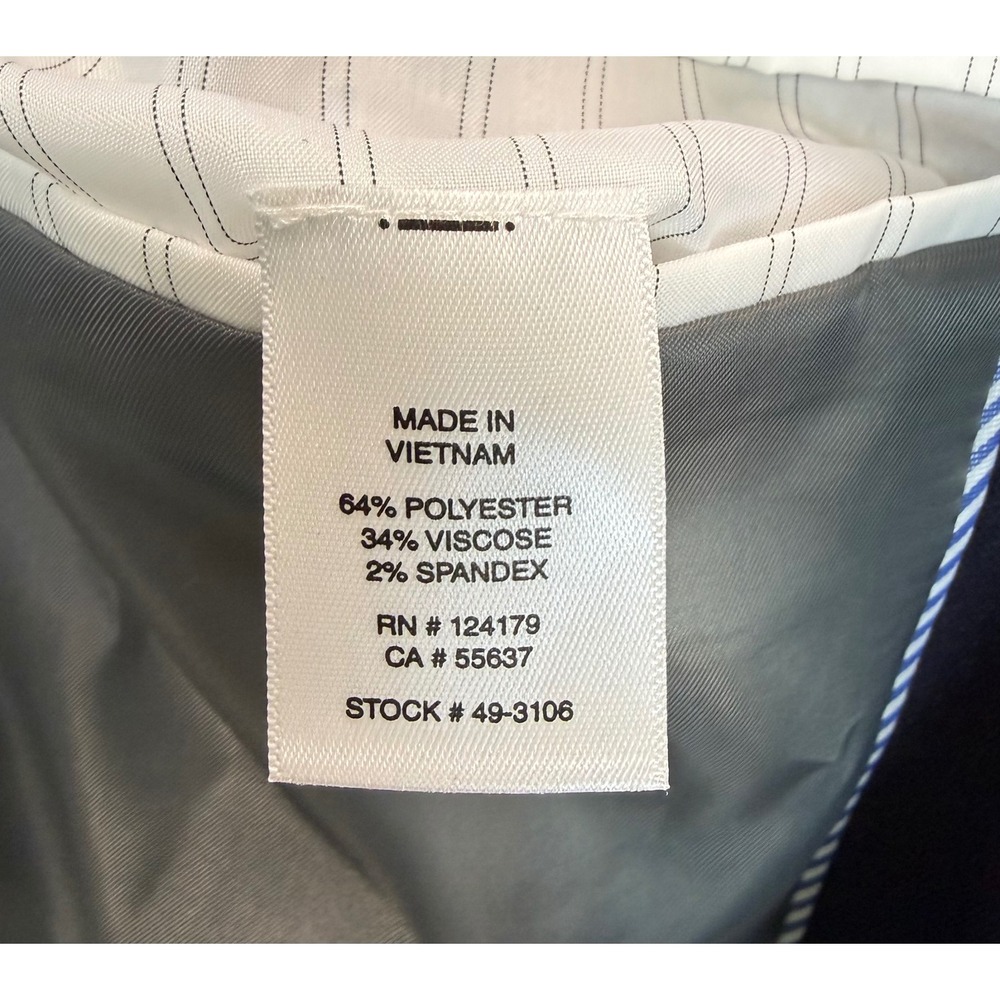 Johnston & Murphy Navy 2-Button Sport Coat Blazer Jacket Classic Casual Size 42R - Picture 9 of 10